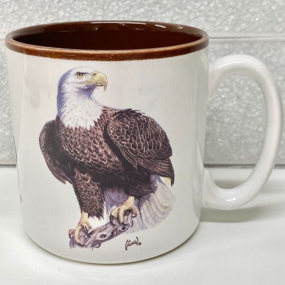 Vtg Al Agnew Bald Eagle Coffee Mug Cup Ceramic Signed 1997 Wildlife Collection - Picture 3 of 10